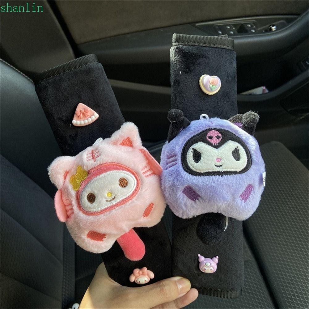 Shanlin ปลอกหุ้มเข็มขัดนิรภัยรถยนต์ ผ้ากํามะหยี่ขนนิ่ม ลาย My Melody Cinnamoroll Kuromi