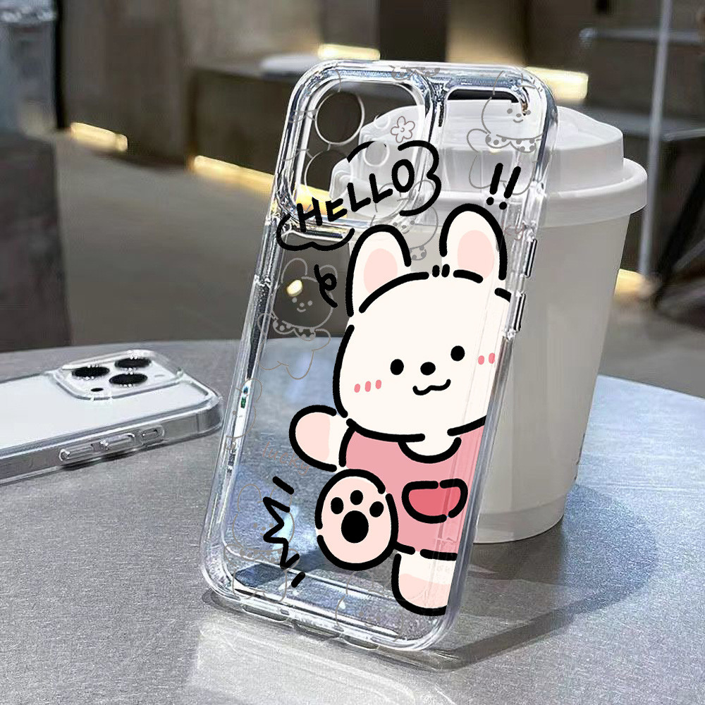 Cute Rubbit กรณีที่ชัดเจน for Samsung A55 5G A53 A54 A52 A51 A34 A35 A13 A22 A31 A32 S24 Ultra S23Plus S22 S21 S20 FE