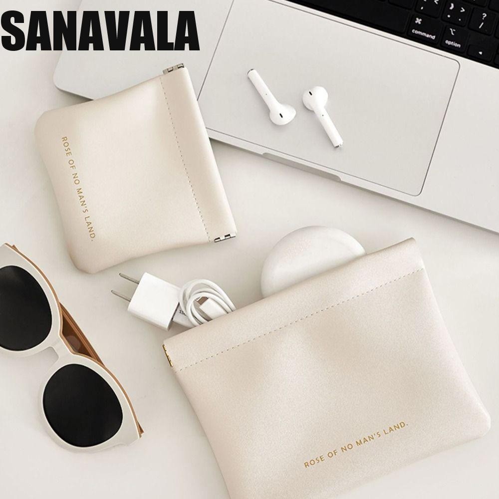 Sanavala กระเป๋าหนัง PU ขนาดเล็ก แบบพกพา ปิดในตัว กันน้ํา สําหรับใส่กุญแจ และเงิน