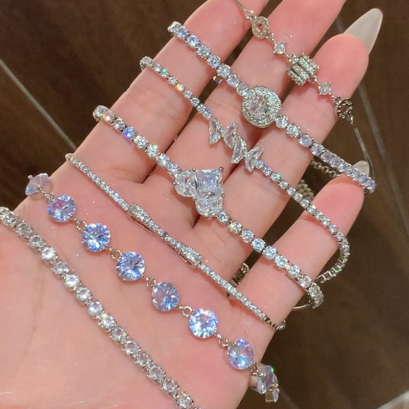 สร้อยข้อมือ ประดับเพทาย รูปหัวใจ สวยหรู เหมาะกับของขวัญ สไตล์เกาหลีใต้