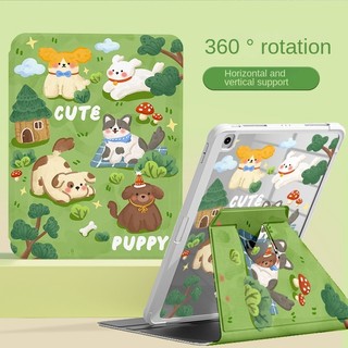 [เคส iPad] สําหรับ iPad Gen9/Gen7/Gen8 10.2 air4/5 10.9 10.5 Air3/Pro 11 2021 Mini6 A16 m3 m2 gen11 gen10 เคส iPad อะคริลิค 360 หมุนหญ้าแมวแผ่นดัดกรณีป้องกัน