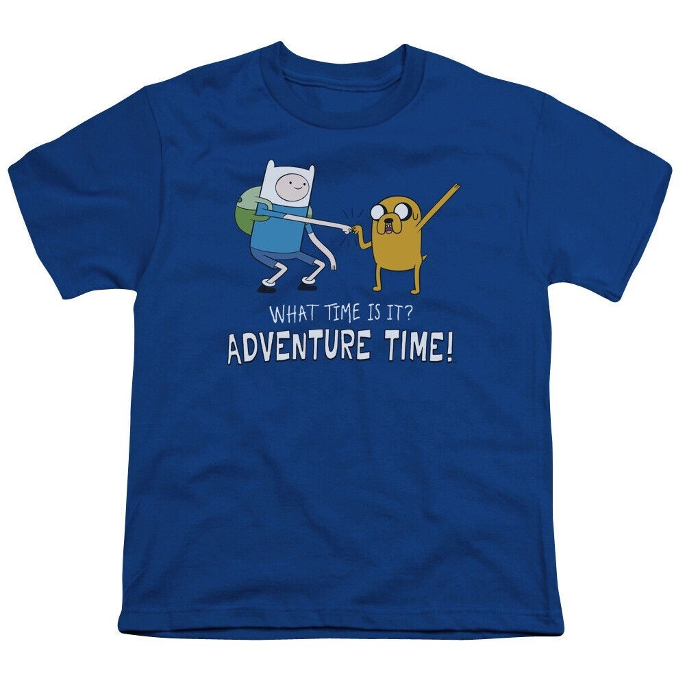 【พร้อมส่ง】เสื้อยืด พิมพ์ลายการ์ตูน Adventure Time Fist Bump สําหรับเด็ก สีฟ้า S-5XL
