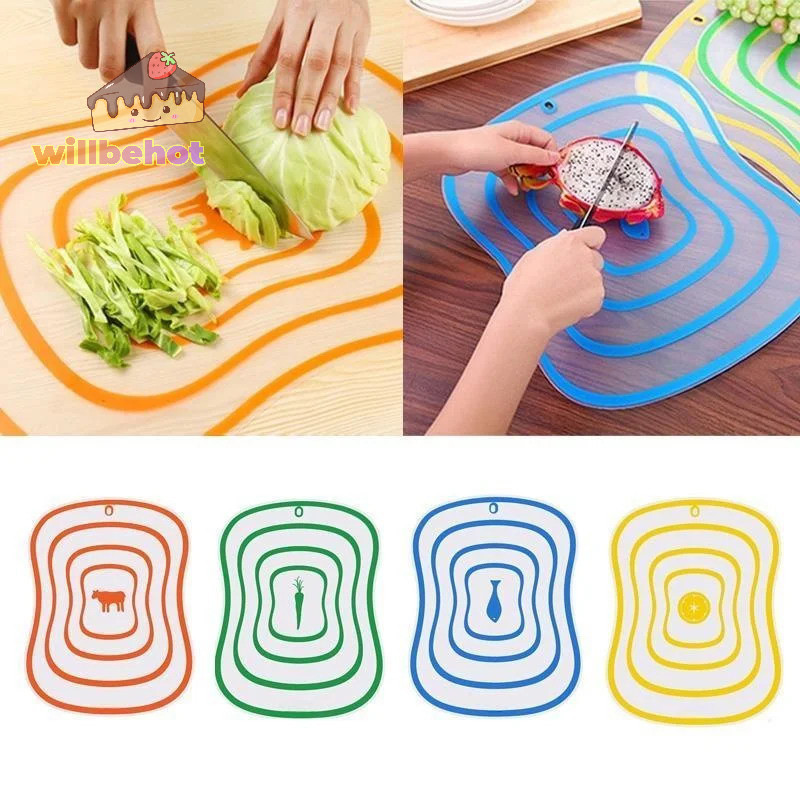 [WillbehotT] สามขนาดสี Line ห้องครัวลื่นเครื่องมือสับยืดหยุ่นโปร่งใส Cutg Board ห้องครัว PP Cutg Boards [ใหม่]