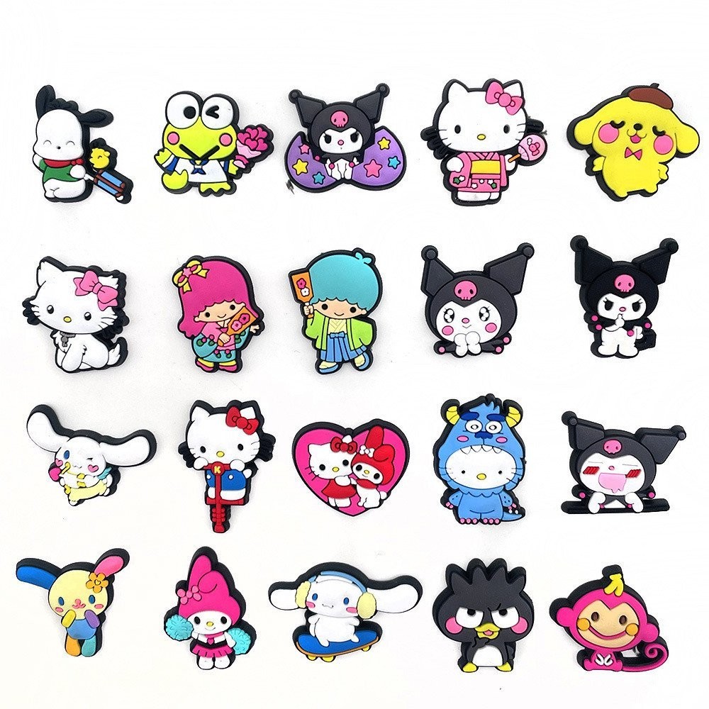 Crocs บักเกิลยางนิ่ม ถอดออกได้ ลายการ์ตูน Sanrio น่ารัก สําหรับรองเท้า เครื่องประดับ รองเท้าแตะ Eva