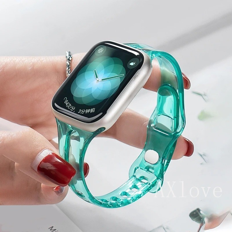 สายนาฬิกาข้อมือซิลิโคน แบบใส สําหรับ Apple Watch Ultra 2 49 มม. 45 มม. 42 มม. 38 มม. 40 มม. 44 มม. 41 มม. iWatch Series 9 8 7 3 4 5 6 SE