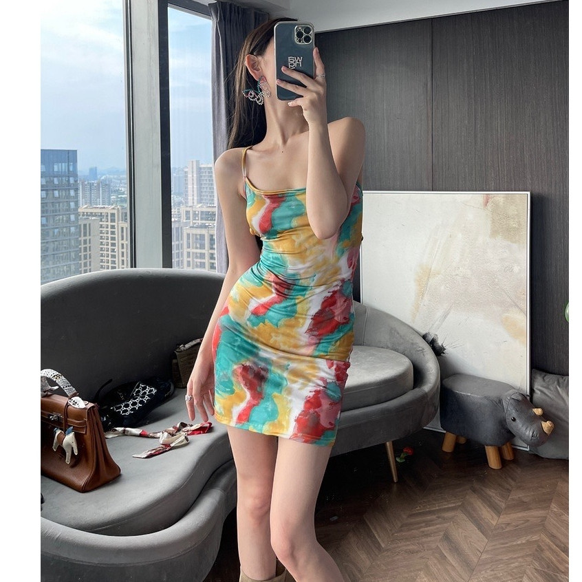 Shop_mklพร้อมส่ง🚚 ชุดมินิเดรส แขนกุด เปิดหลังสไตล์ฤดูร้อน สำหรับผู้หญิง #DS136