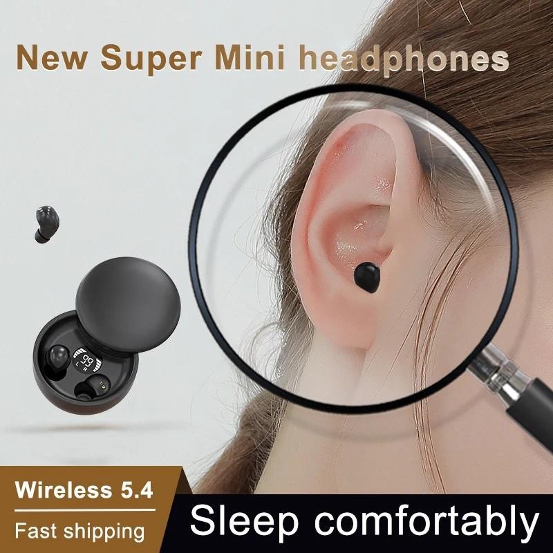 Wireless Sleep หูฟังที ่ มองไม ่ เห ็ นบลูทูธ 5.3 TWS สเตอริโอตัดเสียงรบกวนหูฟังขนาดเล ็ กกันน ้ ําสแตนด ์ บายนานเป ็ นพิเศษพร ้ อมไมโครโฟน