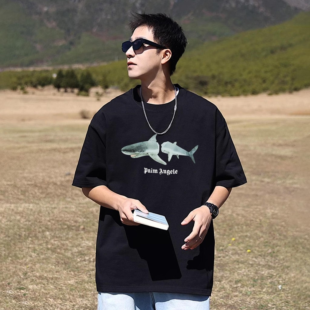 You-T 【ขายดี】เสื้อยืดโอเวอร์ไซส์ผู้ชาย สไตล์ลำลอง ผ้าฝ้าย ใส่สบาย สไตล์เกาหลี เสื้อยืดเรียบๆ ลาย "PAIM ANGELE"