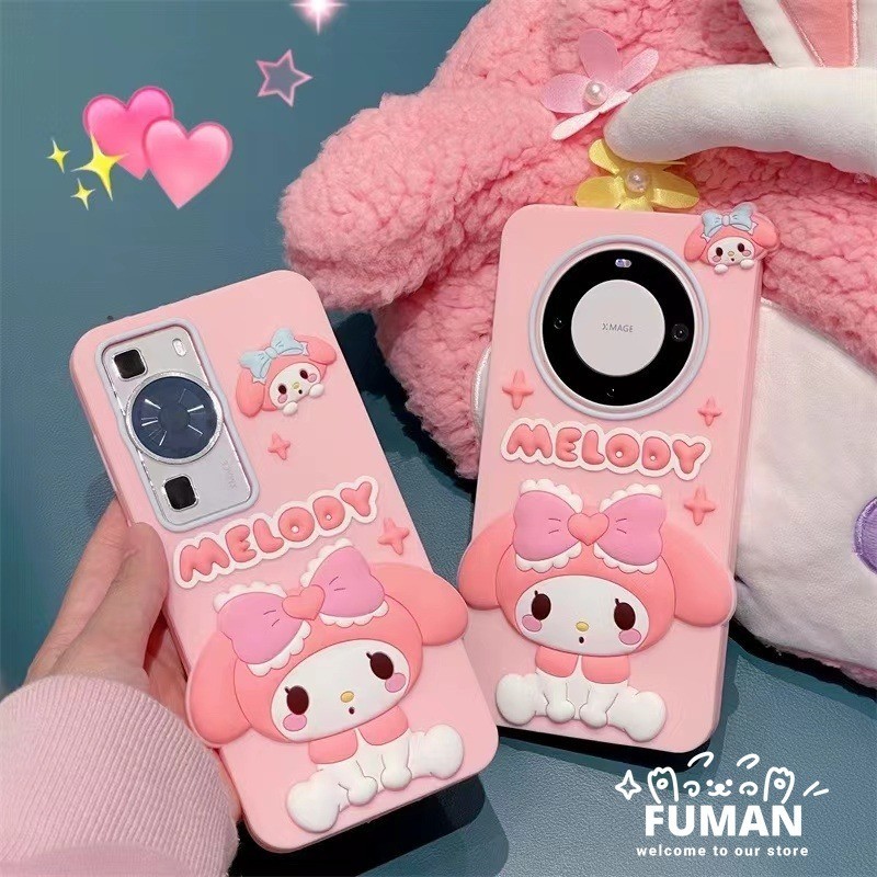 ใช ้ งานร ่ วมกับ Vivo V30 Pro V29 V27 Pro V23 V21 V21S X100 Pro X90 X90S X80 X70 X70T X60 เคสโทรศัพท ์ ซิลิโคนนุ ่ ม 3D น ่ ารักการ ์ ตูนสีชมพู Melody สาวเกาหลีสไตล ์ ปกหลัง