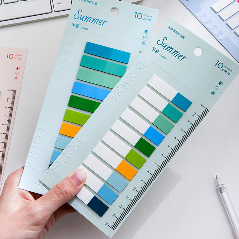 Ossayi 200 แผ ่ น Self-Stick Notes Candy สีดัชนีแยกบุ ๊ คมาร ์ ค PVC อุปกรณ ์ โรงเรียน Memo Pad