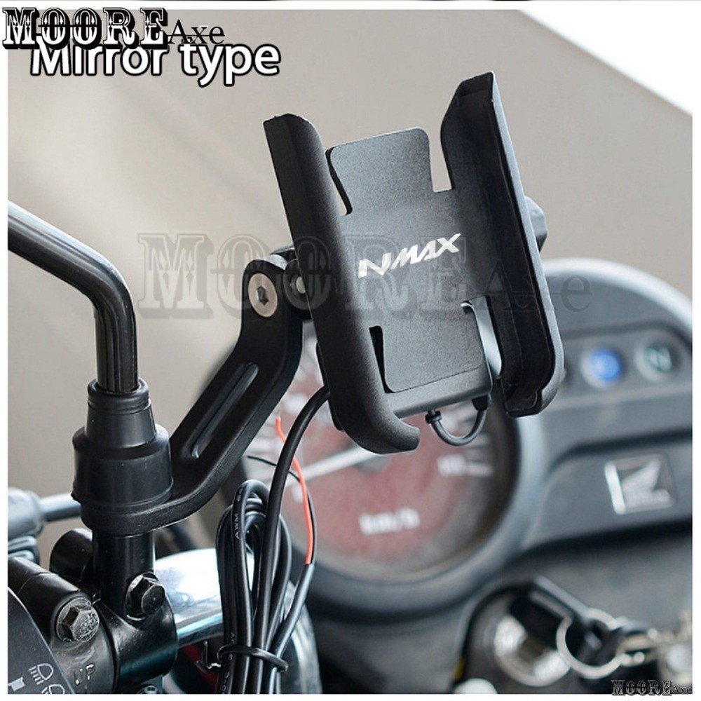 ร้อน! Mooreaxe สําหรับ NMAX 155 NMAX 125 150 กระจกมองหลังรถจักรยานยนต์ที่วางโทรศัพท์ติดตั้งหรือมือจับโทรศัพท์ Mount Bracket SJZJ
