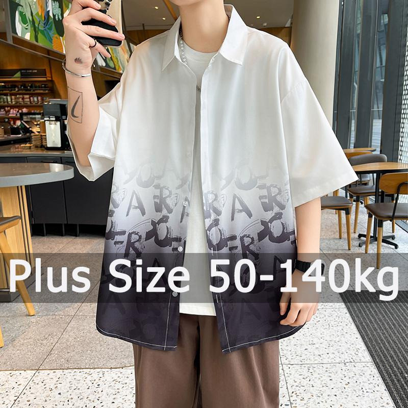 เสื ้ อขนาดบวกสําหรับผู ้ ชาย 50-140 กก.ขนาดใหญ ่ หลวมฤดูร ้ อนแฟชั ่ นพิมพ ์ เสื ้ อแขนสั ้ นขนาดใหญ ่ M-8XL