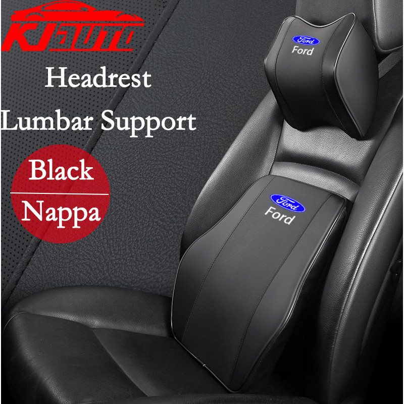 Ford รถคอ Headrest หมอน Rest หัว Nappa เบาะหนังรถ Breathable Lumbar Support หมอนสําหรับ Ford Fiesta 