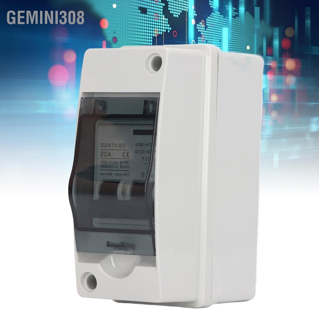Gemini308 DC Miniature Circuit Breaker 2P 20A DC12V‑400V AC90‑400V สวิตช์ตัดการเชื่อมต่อ IP65 กันน้ำสำหรับระบบ PV พลังงานแสงอาทิตย์