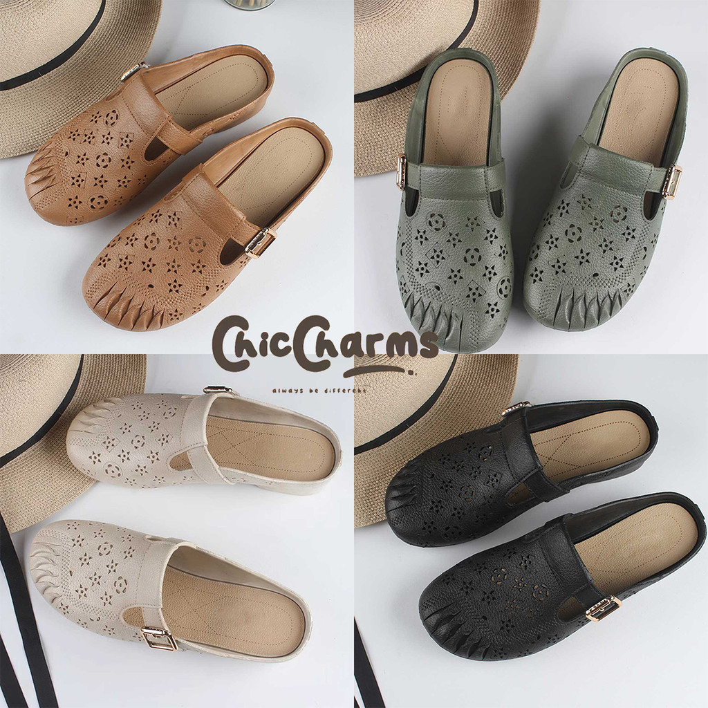 รองเท้าสำหรับสาวๆ ในช่วงฤดูร้อน รองเท้าแบบเปิดหลัง ดีไซน์ทรงสวยงามสไตล์ใหม่