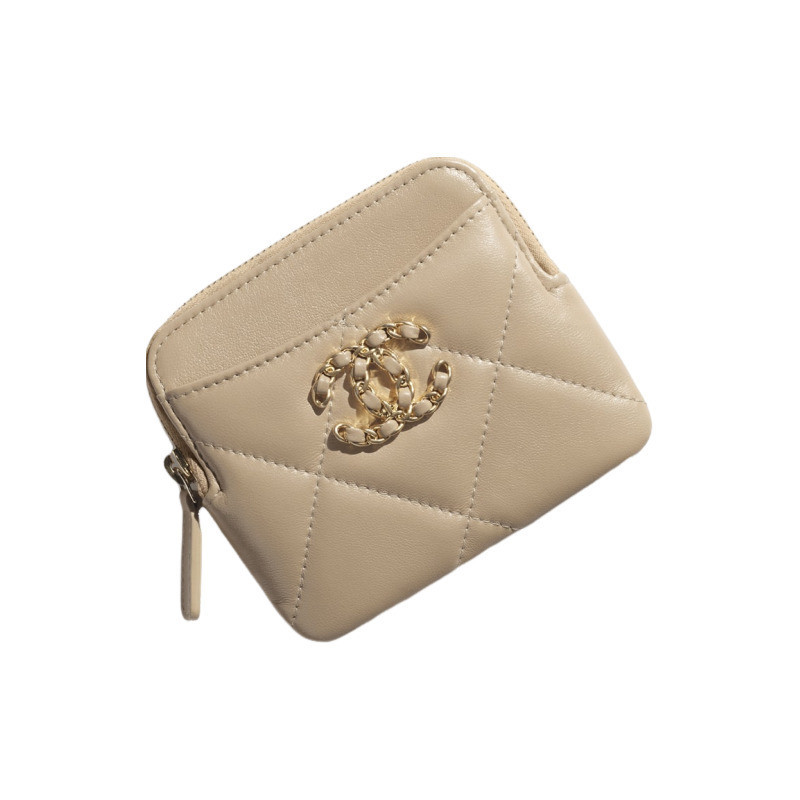 Chanel/Chanel 2024 New Women's Wallet Portamonte 19 Sheepskin Zipper Change Clip