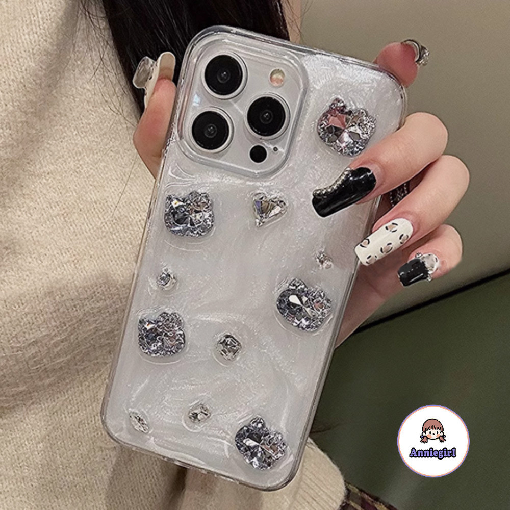 หรูหรา 3D เพชร Glitter เคสโทรศัพท์สําหรับ IPhone 11 15 14 Pro MAX 12 13Promax XS MAX XR 7 8 PLUS SE ป้องกันสิ่งสกปรกกันกระแทกปกหลัง