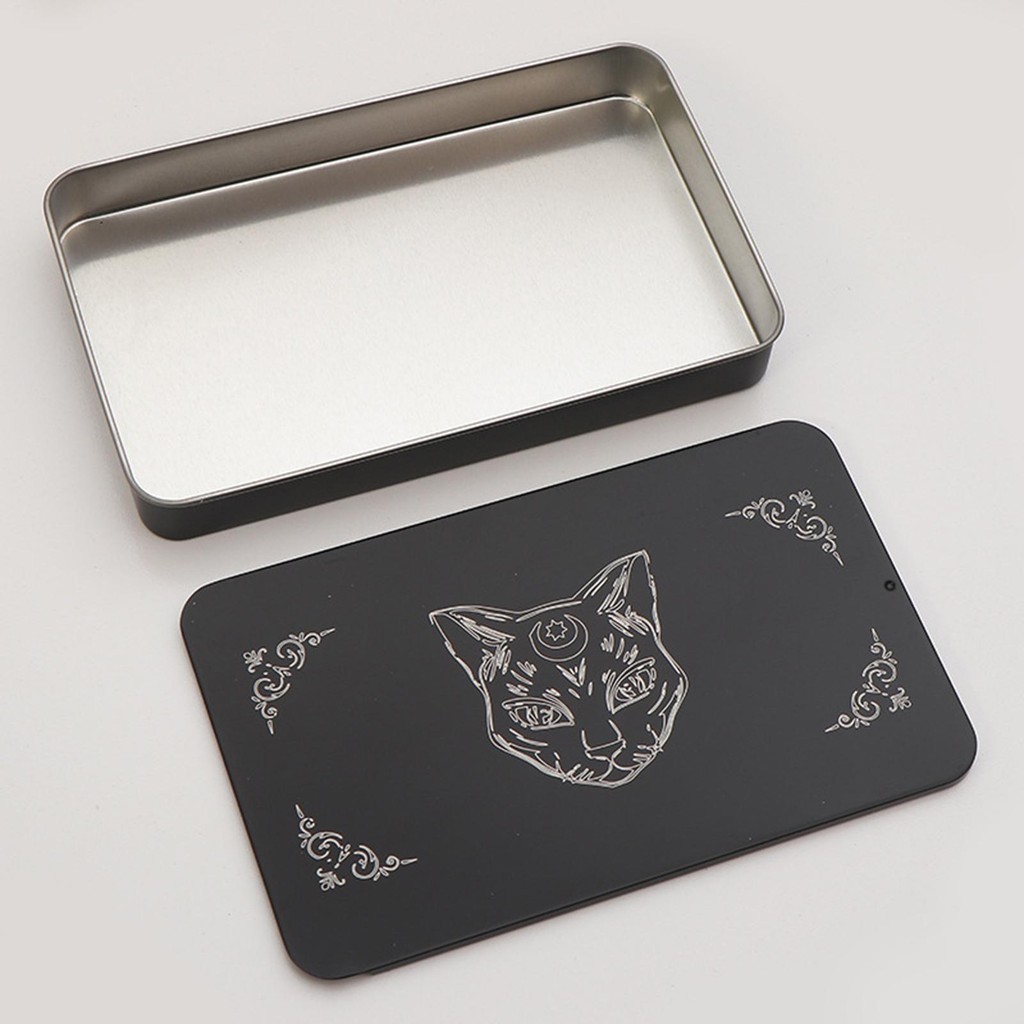กระเป๋าใส่ไพ่ทาโรต์เคสเหล็กแบบใช้ซ้ําได้ขนาดกะทัดรัด Fortune Telling Card Storage Box tayenith
