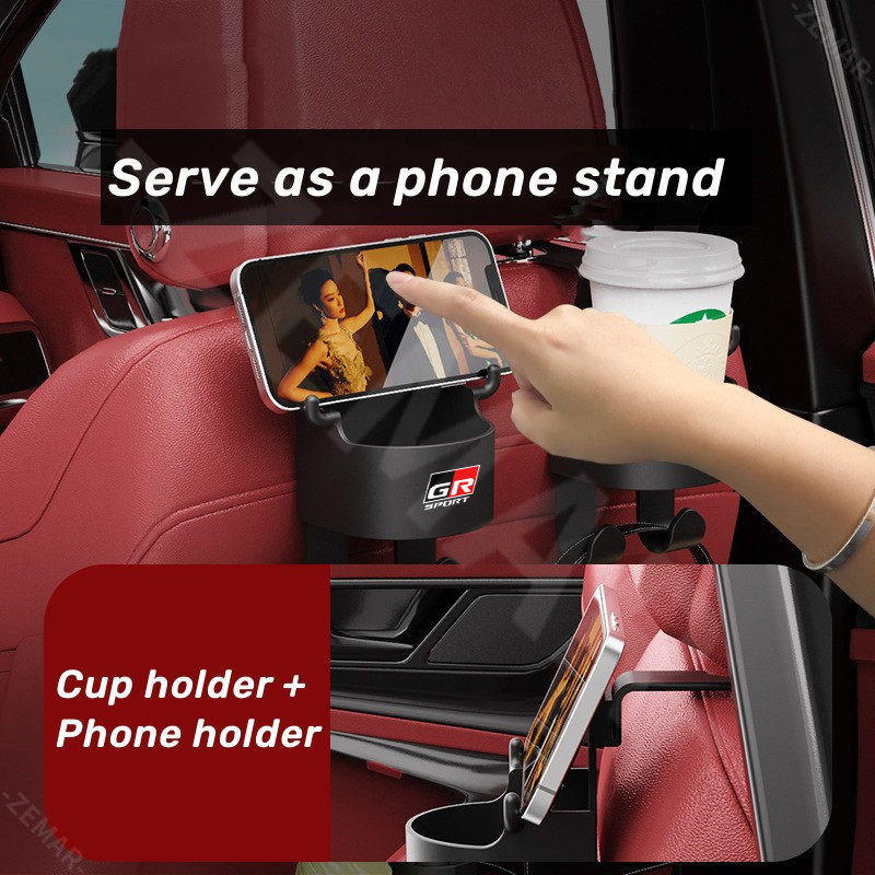 ตกแต่งบ้าน Toyota GR Sport Car Seat Back Water Cup Holder Hook Car Storage Box Phone Holder Multifunctional Car เครื่องดื่ม Rack Hook Storage Accessories for Agya Raize Calya Avanza Veloz ส่งด่วน สั่งเลย
