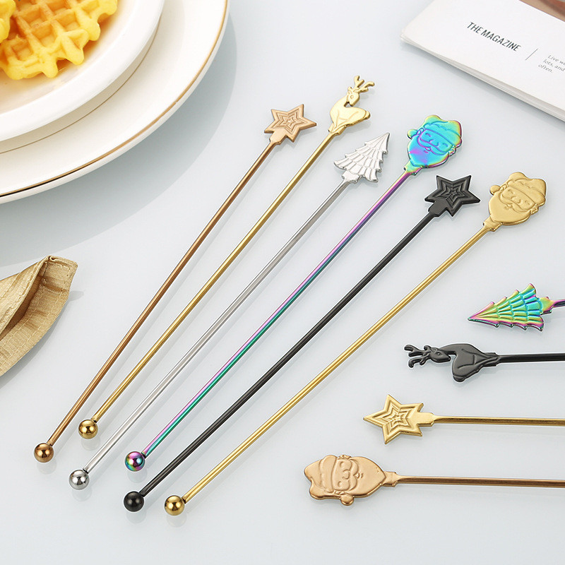 Oukeai 304 สแตนเลสกวน Rod โลหะค ็ อกเทลกวนช ้ อนคริสต ์ มาสบนโต ๊ ะอาหารบาร ์ ผสมบาร ์