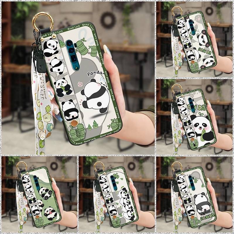 Lanyard Back Cover Phone Case For OPPO Reno 10X ZOOM/10X/10X Pro ring panda Durable protective Dirt-resistant Waterproof