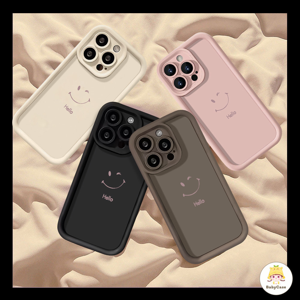 แฟชั่นที่เรียบง่ายน่ารักยิ้มแองเจิลอายปกอ่อน iPhone 15 12 11 13 7Plus 14 Pro Max 6s 8 6 14 15 Plus X XR XS Max