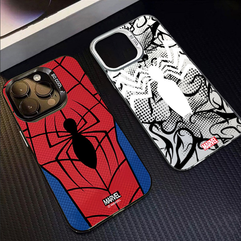 สําหรับ Xiaomi Mi 14 13 12 12T 13T Pro Mi 11 Lite 5G NE Poco F5 X5 X6 M6 Pro การ์ตูน Spiderman IMD กันกระแทกเงิน Hard Cover