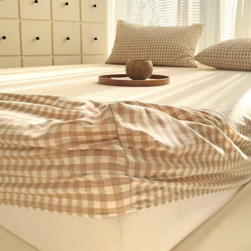 ผ้าปูที่นอนสีทึบพร้อมยางคลุมเตียงผ้าปูที่นอนล้างผ้าฝ้ายเตียงนุ่ม sheet3feet 3.5feet 5feet 6feet