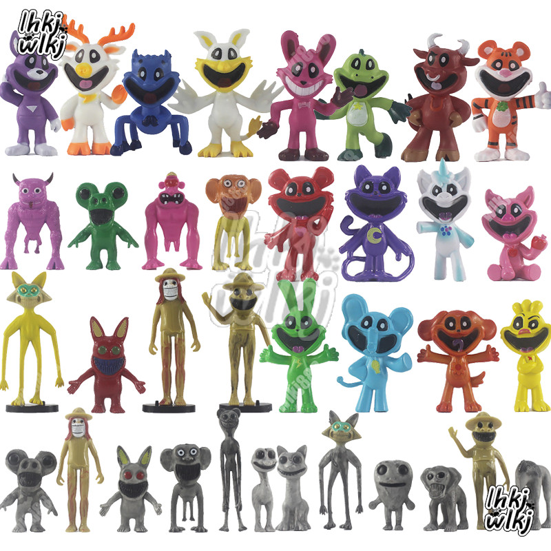 12 ชิ้น Zoonomaly Vs ยิ้ม Critters Action Figure Poppy Playtime เกมสยองขวัญรุ่น Hopscot DogDay BearHug CatNap Action Figure ตกแต่งของเล่นเด็กของขวัญ