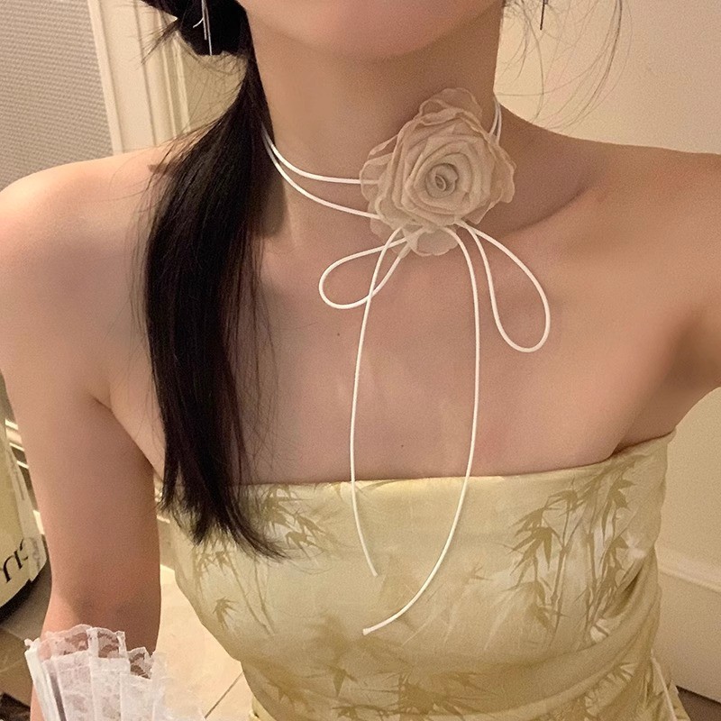 Vintage Rose Flower Neckband Clavicle Choker สร ้ อยคอของขวัญวันวาเลนไทน ์