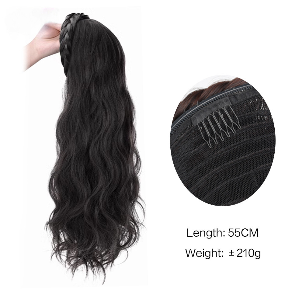 ผู ้ หญิงสําหรับต ่ อวิกผมแป ้ งทอด Twists braid วิกผม Fishbone ถักเปียที ่ คาดผมครึ ่ งหัวสไตล ์ ผมบางและหยิก - รูปที่ 7