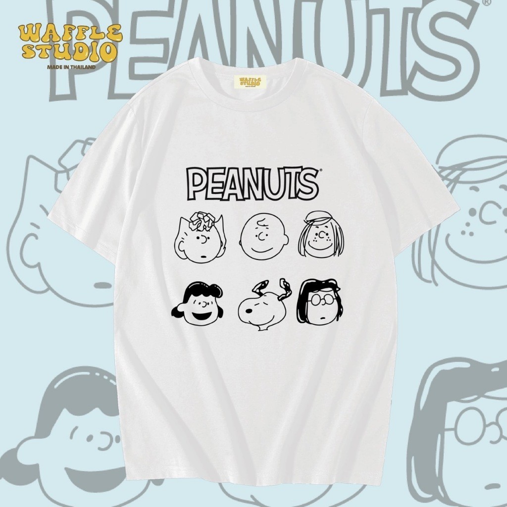 WX030 เสื้อยืดโอเวอร์ไซส์ เสื้อยืดเกาหลี ผ้าคอตตอน100% เสื้อยืดการ์ตูน WAFFLE STUDIOS-5XL