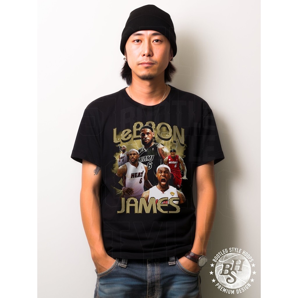 LeBron James 90s bootleg เสื้อยืด LeBron James vintage เสื้อยืดบาสเก็ตบอลของขวัญสำหรับแฟนบาสเกตบอล