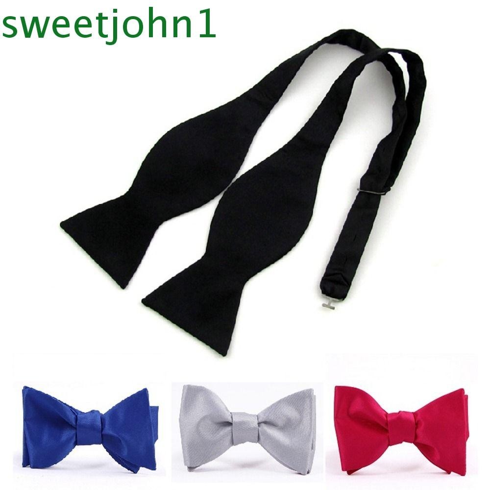 Sweetjohn Self Tie Bowtie สวมใส่อย่างเป็นทางการอุปกรณ์เสริมปรับ Slim เนคไทซาติน Gourd Shape สุภาพบุรุษอังกฤษสไตล์ผู้ชาย Ties