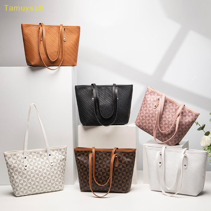 [TAMU] ใหม่แฟชั่น Retro ความจุขนาดใหญ่แฟชั่นมือถือหนึ่งไหล่พิมพ์ Tote Bag YSA