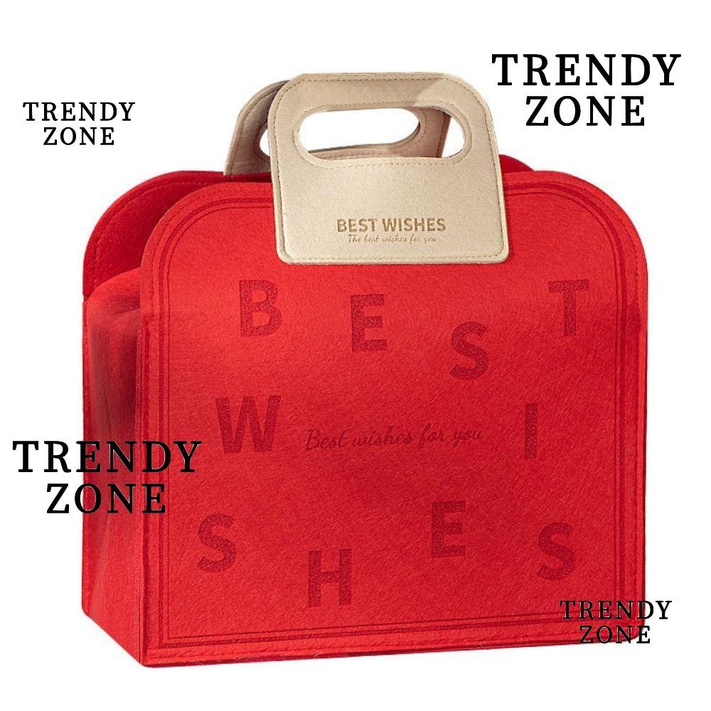 Trendyzone Candy Lucky Bag , PU Handle Square Shape Felt Gift Bag, Senior Felt Storage Bag