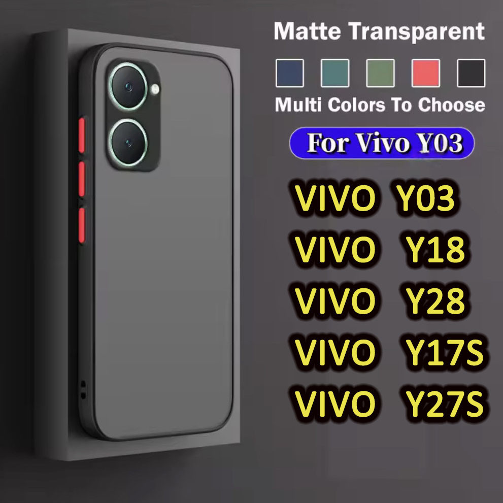 เคสโทรศัพท์มือถือ Y18 เคส ผิวด้าน VIVO Y18 Y28 Y03 Y100 5G Y27 Y27S Y36 Y78 Y02 Y02S Y02T Y20 Y21 Y12S Y3S ฟิล์ม เคสใส
