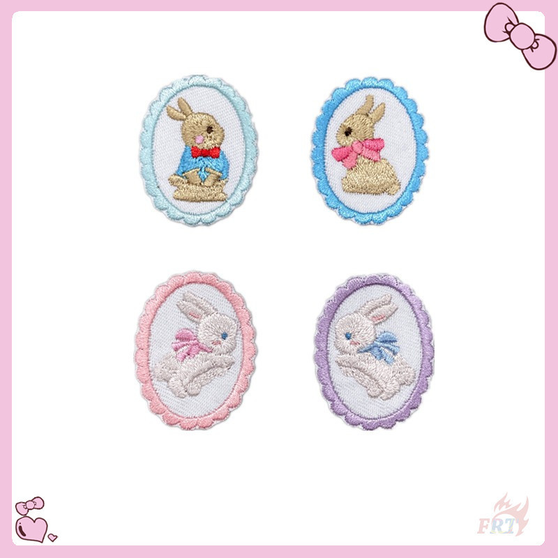 แผ่นแปะสติกเกอร์ติดด้วยตนเองกระต่ายหวาน 1 ชิ้น/4 ชิ้น DIY เย็บบนเหล็กบนเย็บปักถักร้อยเสื้อผ้ากระเป๋าอุปกรณ์เสริมป้ายแพทช์
