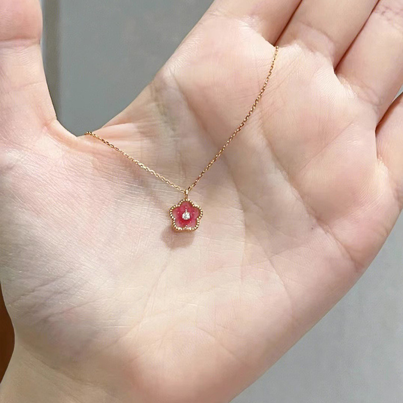น ่ ารัก Cherry Blossom สร ้ อยคอผู ้ หญิงสีชมพูดอกไม ้ คอแฟชั ่ น Photo Props สาวของขวัญอุปกรณ ์