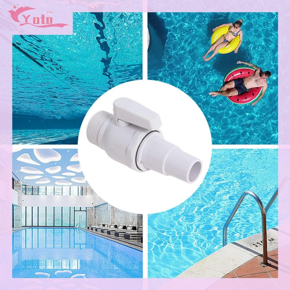 [Yotable.th ] 2-way Ball Valve Float Valve Pool Filter Stop Connector for Home Backyard Plunge