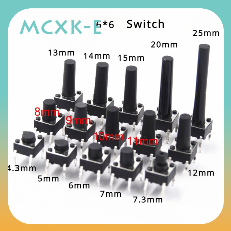50 ชิ้น 6x6 มิลลิเมตร ปุ่มสวิทช์สัมผัส DIP 4pin DIP4 6x6x4.3-25 มม. 5/6/7.3/8/25 มม. แพ็ค