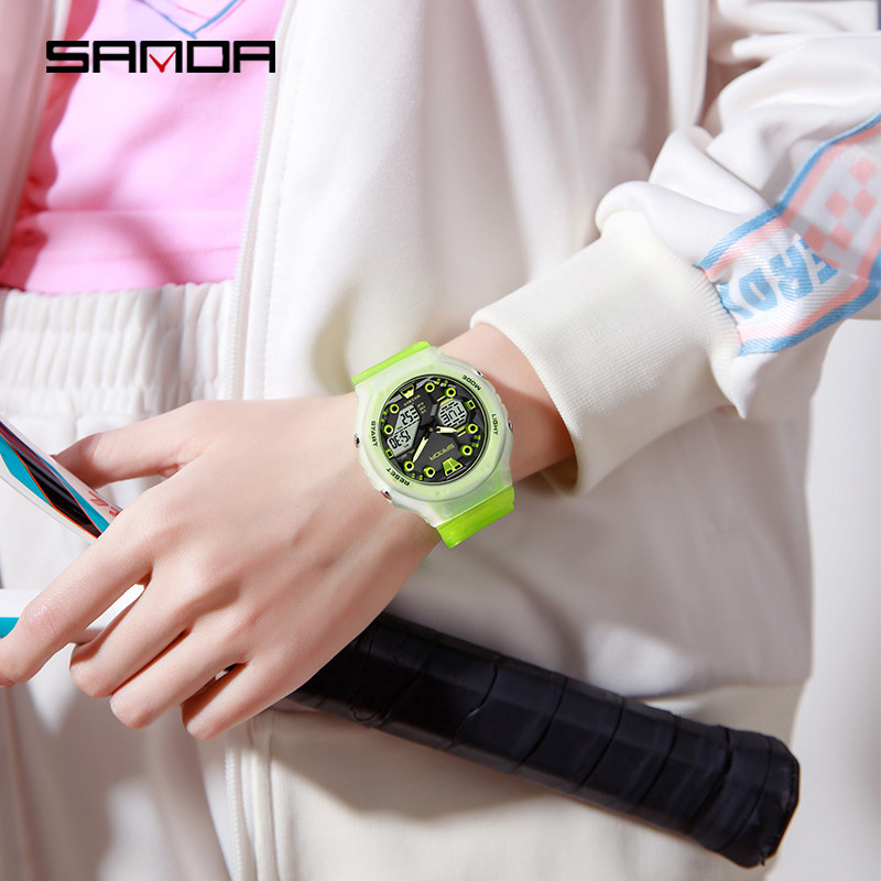 Sanda หน ้ าปัดขนาดใหญ ่ มัลติฟังก ์ ชั ่ นอินเทรนด ์ Urban กีฬากันน ้ ํากลางแจ ้ งนาฬิกาผู ้ ชาย SD6200