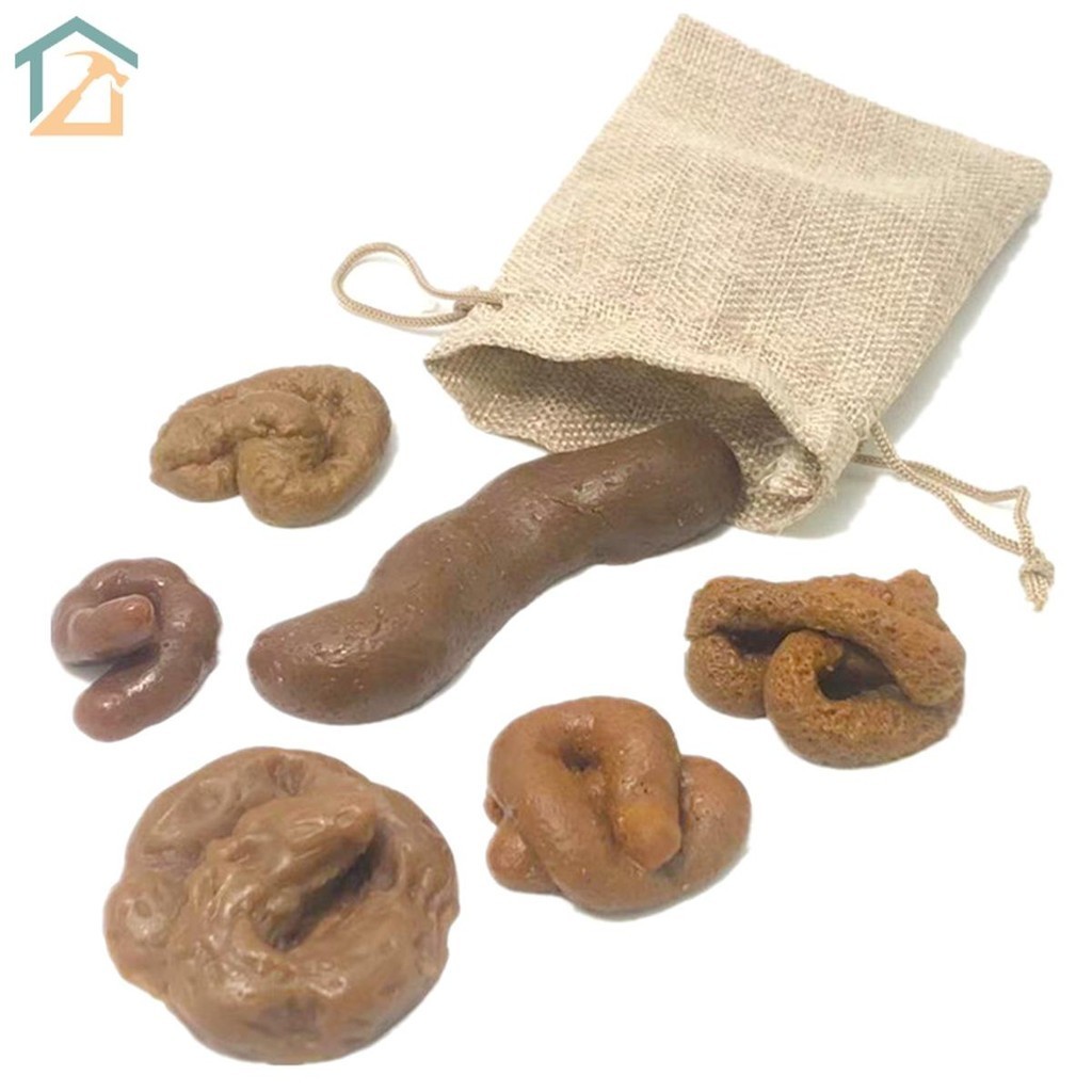 6 ชิ้นปลอม Poop สมจริงปลอม Turd อึลอยสุนัขปลอม Poop Tricky ของเล่น Prank Props w/ Drawstring กระเป๋า SHOPCYC2623