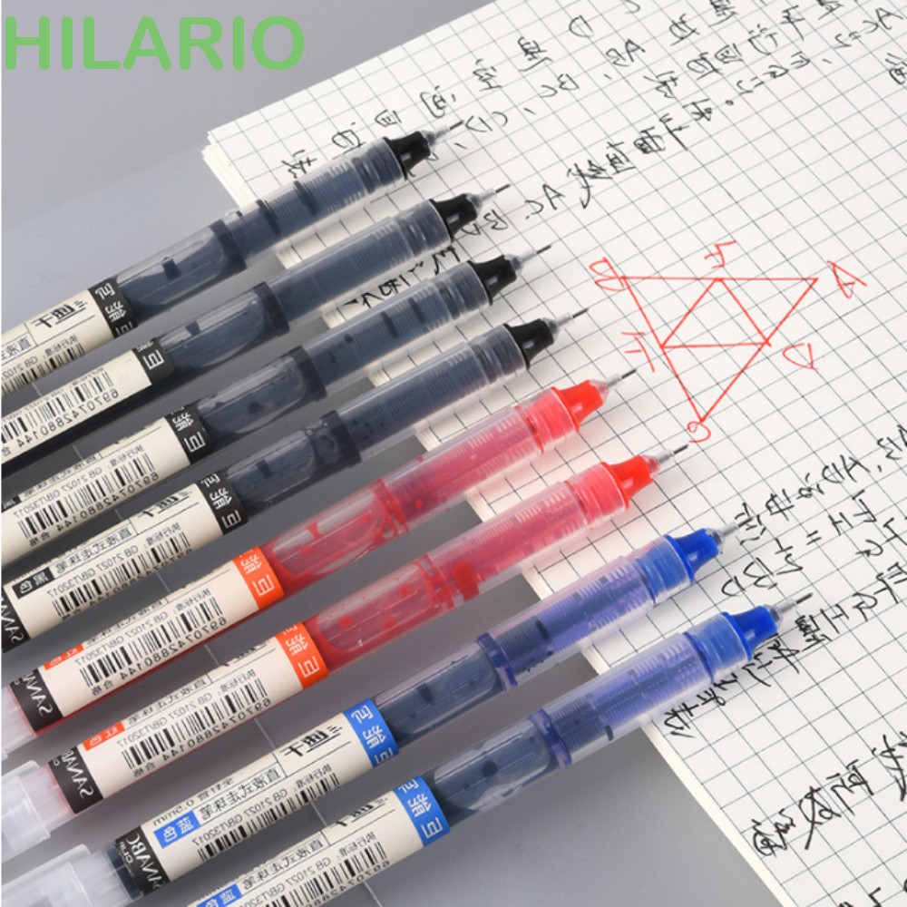 Hilario 12 ชิ้น/เซ็ต Liquid Rollerball ปากกาเจล,ตรง Liquid สีดํา/สีแดง/สีฟ้า Liquid Quick Drying ปากกาลูกลื่น,ขนาดใหญ่ความจุเครื่องเขียน 0.5 มม.Quick Drying Roller Ball ปากกา