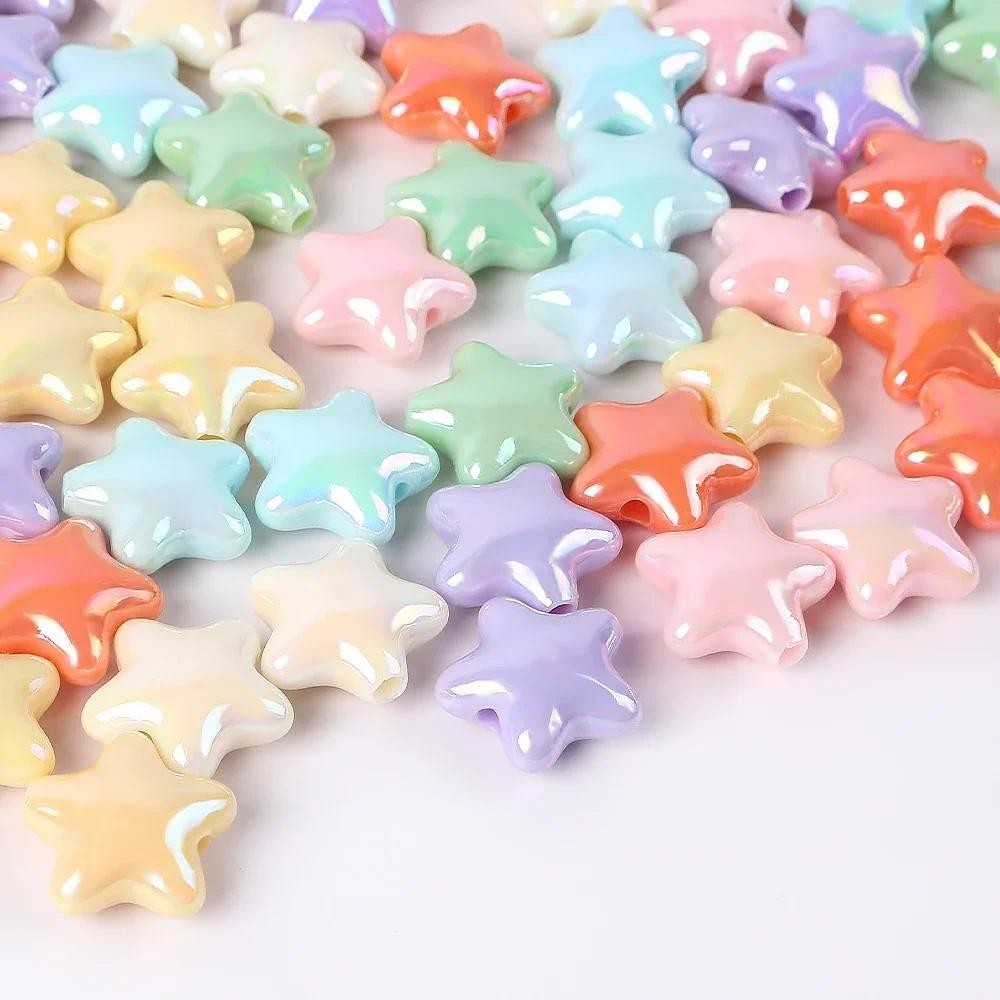 10pcs AB สีสัน Star ลูกปัดอะคริลิคหลวม Spacer ลูกปัดสําหรับ DIY สร ้ อยข ้ อมือโทรศัพท ์ เครื ่ องประดับทําอุปกรณ ์ เสริม