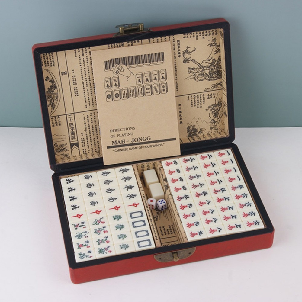 Mahjong Fiber Board Tiny Size With English Instructions 144 White Tiles#SUFA