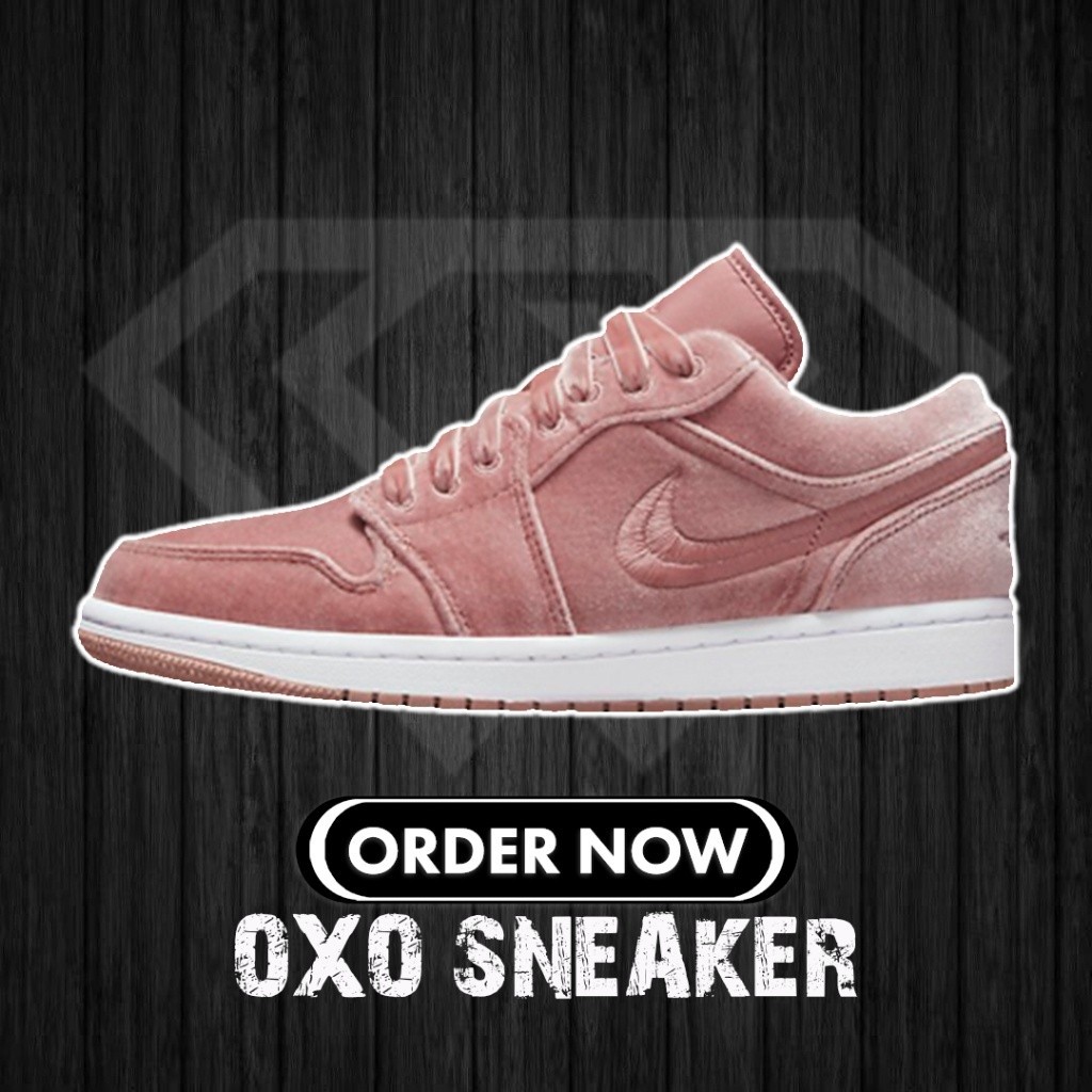 Pure Original Air A/J 1 ต่ํา "สีชมพูveet" กํามะหยี่สีชมพูวันวาเลนไทน์รองเท้าสเก็ตบอร์ดต่ํา DQ8396-60