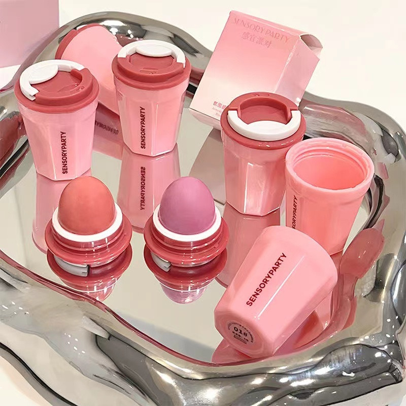Sensory PARTY น ่ ารักบรรยากาศ Blush Ball Highlighter Natural Brightening Matte Rouge แต ่ งหน ้ า