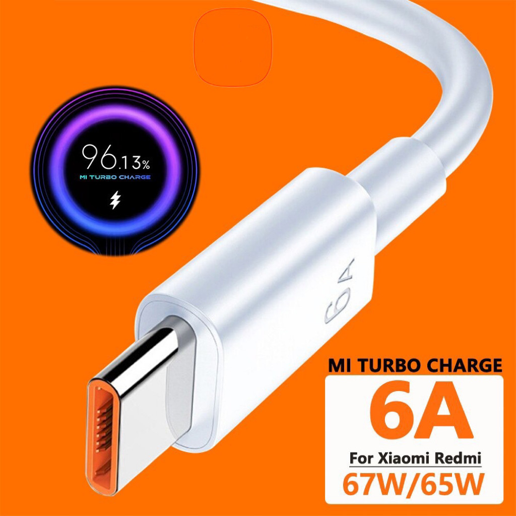 สายชาร์จเร็ว 6A For Xiaomi สายชาร์จ USB Type C ความยาว 1 เมตร 1.5 เมตร 2 เมตร สายเคเบิลข้อมูลเสี่ยวมี่