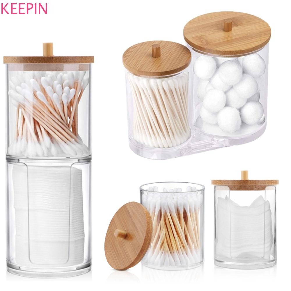 Keepin Qtips Holder Cotton Pad เครื่องสําอางแต่งหน้าคอนเทนเนอร์เครื่องประดับห้องน้ํา Jars